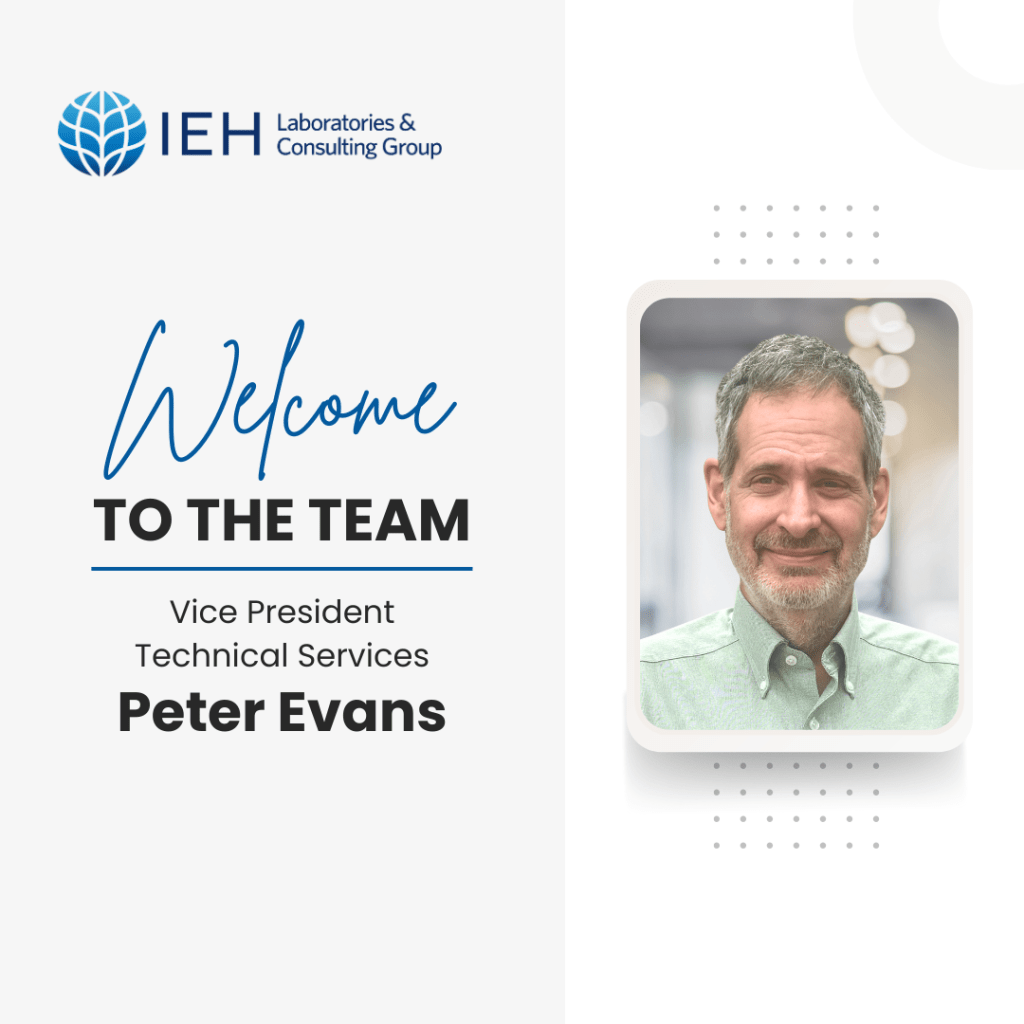 IEH welcomes Dr. Peter Evans .