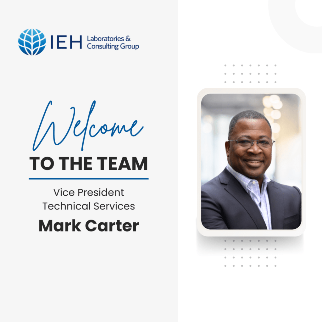 Business headshot of Mark Carter with banner displaying Welcome to the Team as Vice President of Technical Services.