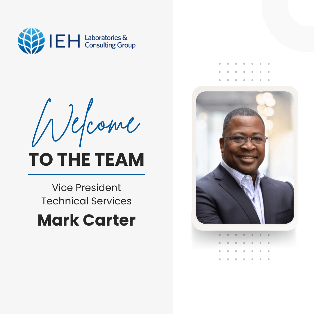 Business headshot of Mark Carter with banner displaying Welcome to the Team as Vice President of Technical Services.