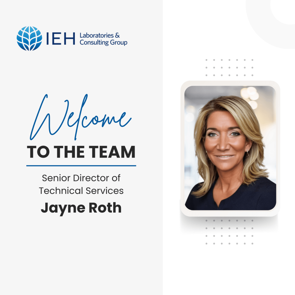 Poster announcement of IEH News on IEH Welcomes Jayne Roth